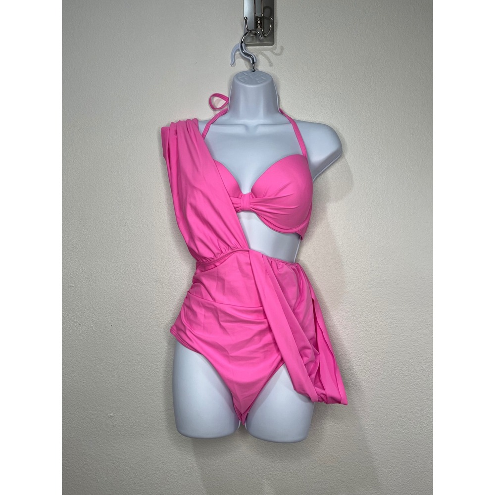 CUPSHE Hot Pink Convertible Multi-Way Underwire two Piece Swimsuit XL - Picture 4 of 11